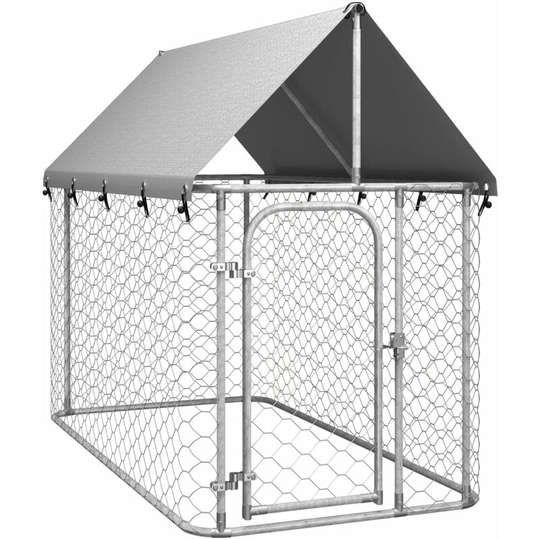 Outdoor Dog Kennel with Roof 200x100x150 cm Vidaxl Silver