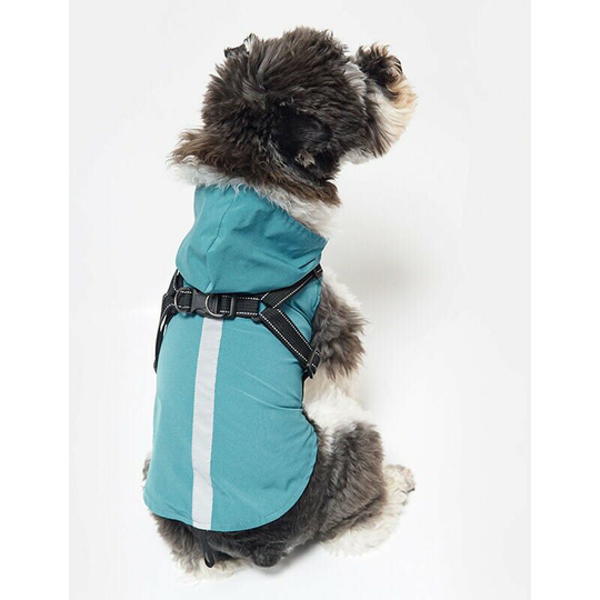 Dog Raincoat with Harness 100% Waterproof Hooded Raincoat Ultralight Breathable Reflective Raincoat for Small Medium Dogs
