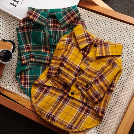 Dog clothing grid teddy Belomefa Fighting cat shirt thin small dog pet spring and autumn dog clothes 38*22*29cm
