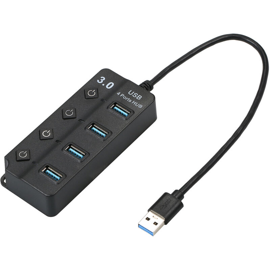 Superseller - 4-in-1 High-speed USB3.0 Hub Converter with 4 USB3.0 Expansion Ports Independent Power Switches Support Mouse Keyboard u Disk