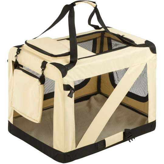 Dog crate foldable - dog cage, pet carrier, puppy crate - l / 69,5 x 52 x 52 cm - beige