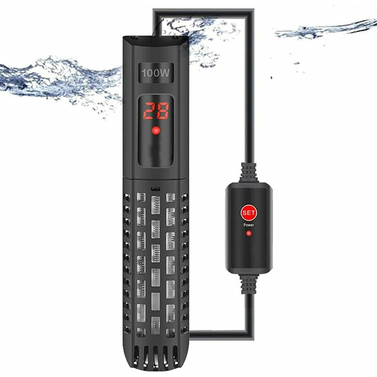 Monly - 100W Aquarium Heater, with led Digital Thermostat Controller and Thermometer, Explosion-proof Protector Quartz Aquarium Heater for Betta