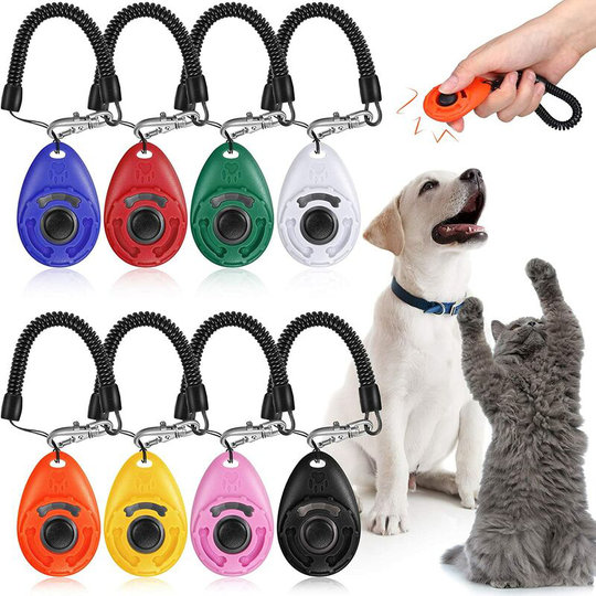 8 Pieces Dog Training Clickers with Wrist Lanyard Pet Training Clicker with Big Button for Pet Behavioral Training Dogs Cats Birds Horses