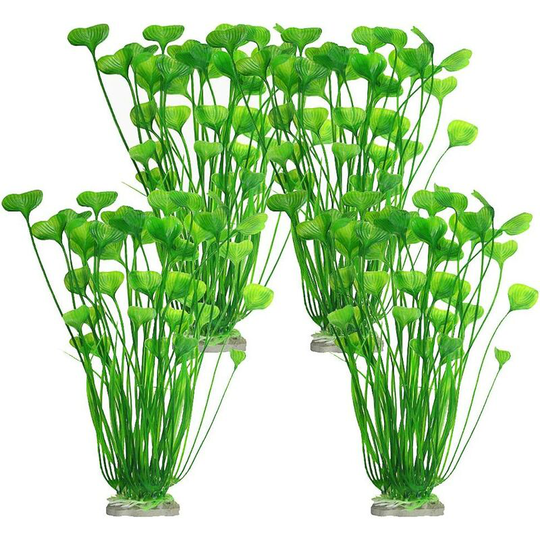 Denuotop - Aquarium Decorations Plants, 4 Pcs Artificial Fish Tank Plants 40cm Large Plastic Aquatic Green Plant Fake Water Grass for Fish Tank