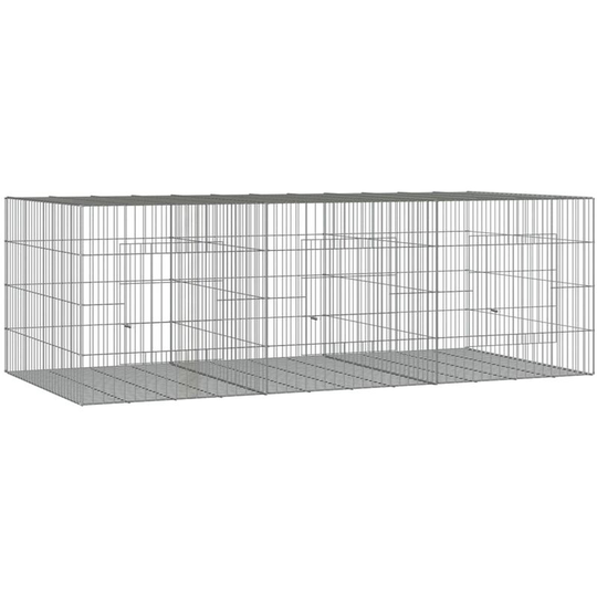 Vidaxl - 3-Panel Rabbit Cage 163x79x54 cm Galvanised Iron Silver