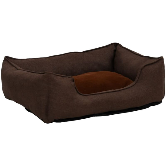 Dog Bed Brown 85.5x70x23 cm Linen Look Fleece Vidaxl Brown