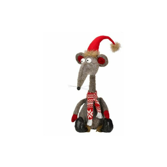 Christmas Rat -a -Louis Soft Plush Weighted Cartoon Style Rat Toy Decoration