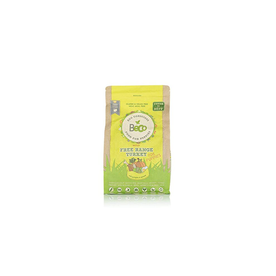 Beco Puppy Food - Free Range Turkey with Pumpkin & Spinach - 2kg - Natural Grain Free Ethical Dog Food with No Artificial Preservatives