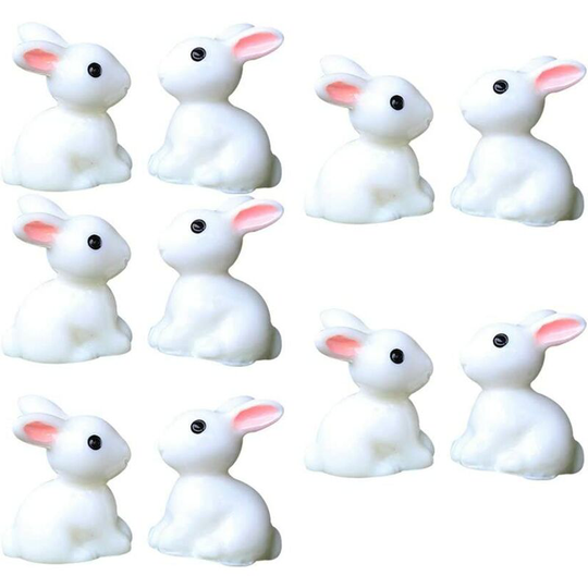Perle Rare - Set of 10 Miniature Fairy Garden Rabbit Ornaments