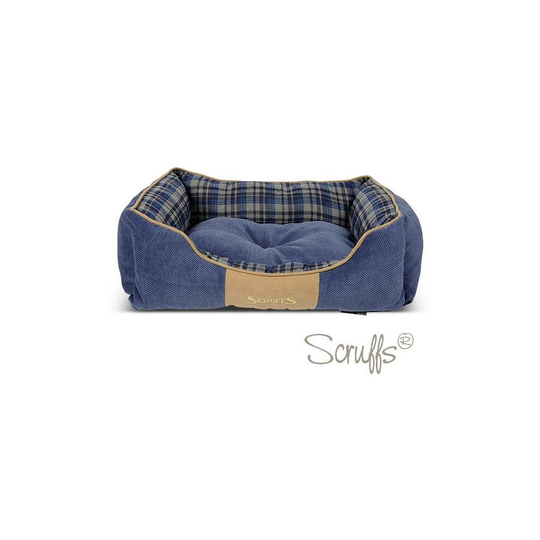 Scruffs Highland Box Dog Bed - Blue, Medium