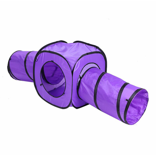 Lifcausal - Cat Toy Tunnel and Cubes 3 Way Bundle Collapsible Tube Detachable 3 in 1 Cat Tunnel Run Road Way Tunnel Catnip House for Indoor Cats