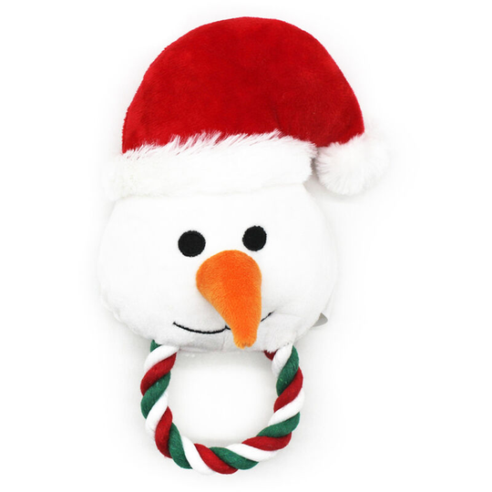 Christmas dog toy cotton rope Christmas hat snowman bite resistant sounding pet toy pet supplies 18 * 10cm