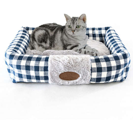 Pet Bed Soft Dog Bed Rectangle Kennel Cat Bed Puppy Cushion Warm Pet Basket Supplies Mat,model:Grey m - model:Grey m
