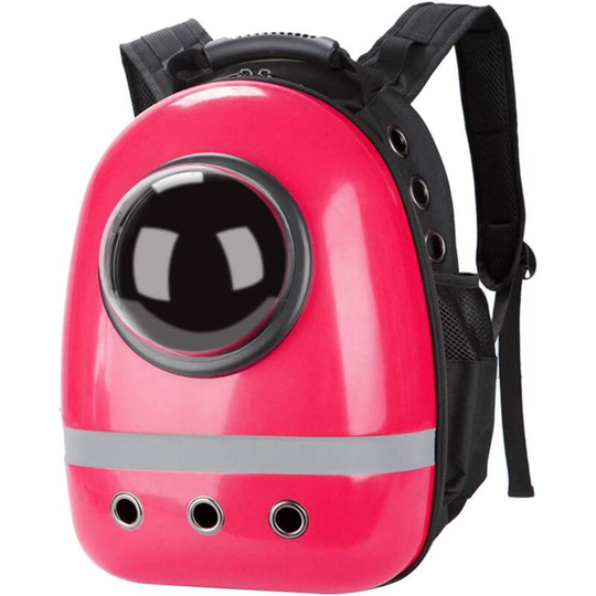 Litzee - Portable Pet Carrier Capsule Transparent Backpack Bubble Pet Carrier for Dogs and Puppies - Red