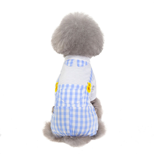 Things clothes teddy cats dog clothes four-legged clothes spring and summer pet clothing 21 chick plaid four-legged pants m (chest 37', neck 26',