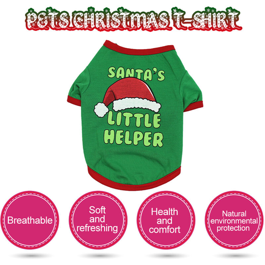 Pets Christmas T-Shirt for Dogs Christmas Pet Clothes Christmas Pet Costume Dog Shirt Dog T-Shirts