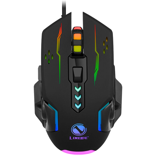 Superseller - usb Wired Mouse 6 Keys Ergonomic Office Gaming Mice with 4-level Adjustable dpi Colorful Light Effect Anti-slip Wheel, Black - Black