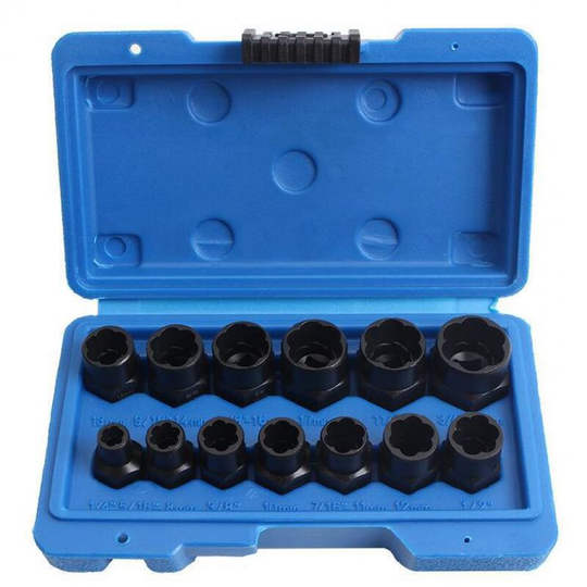 Thsinde - 13pcs Spiral Socket Set, Damaged Rusty Nut & Bolt Removal Sleeve Screw Extractor