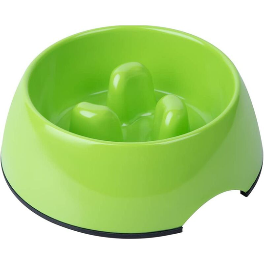 Anti-Glutton Bowl for Dog Cat, Non-Slip Feeding Bowl that Promotes Slower Food Intake, Interactive Anti-Bloat Melamine Bowl (Green m)