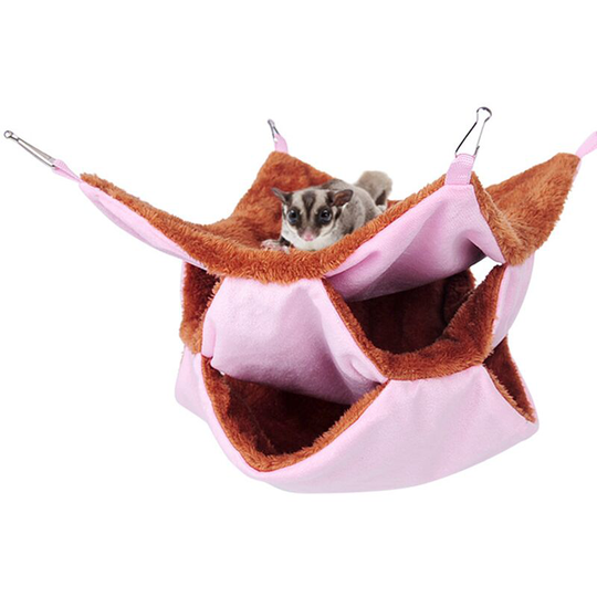 Hamster Hammock Cage Accessories Hanging Fleece Bed Swing Bag for Sugar Glider Guinea Pig, pink