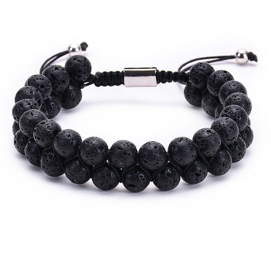FVO - Natural Stone Bracelet for Men, Adjustable Bead Bracelet with Essential Oil Yoga as Diffuser Bracelet for Men