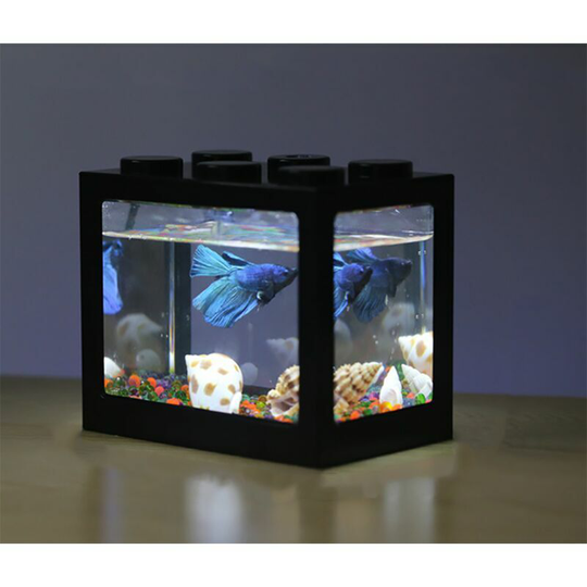 Small Gold Aquarium Betta Fish Tank Ornamental Fish Tank Desk Clear Plastic Acrylic Fish Tank Small Desk Eco-Friendly Product Black Color
