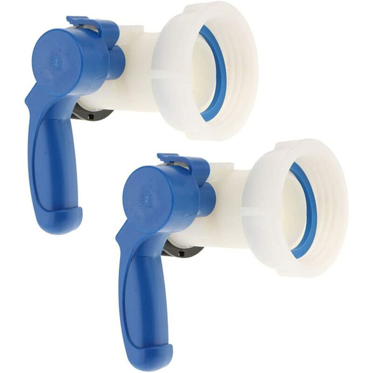 2X PP Butterfly Valve with 62mm Nut Adapter for 1000 liter IBC Tank
