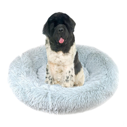 Dog Bed Fluffy Soft Cat Puppy Pet Donut Mattress Cushion Non-Slip Grey Extra-Large 100cm