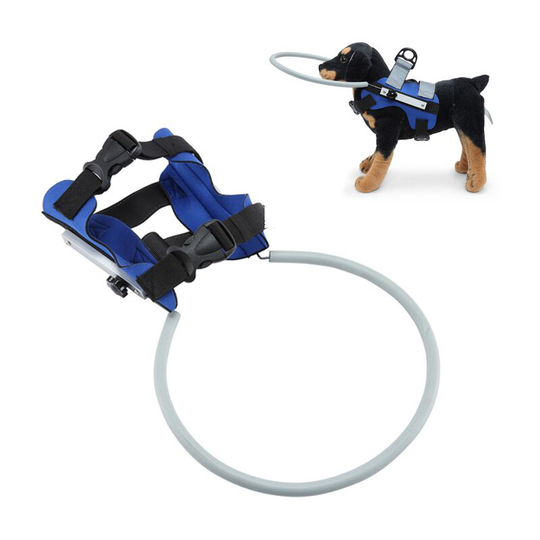 Blind dog harness guide device, anti-collision ring for blind dog blue (S)