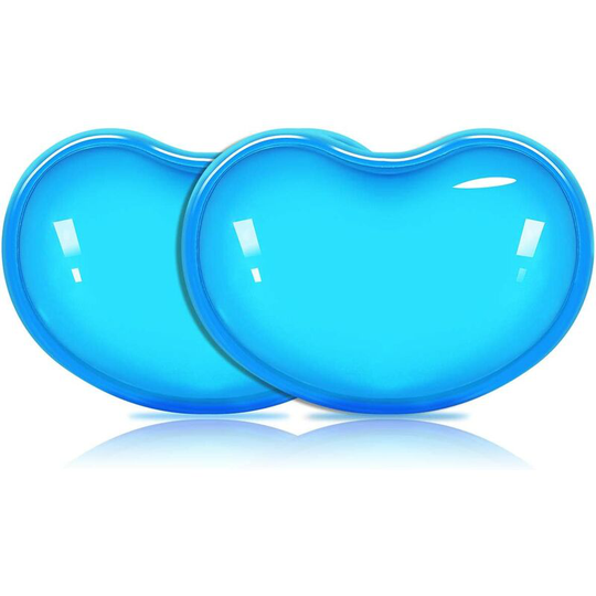 Litzee - Soft Silicone Gel Mouse Wrist Rest Pad Cool Hand Pillow Cushion, Mouse Wrist Support, Ergonomic, Heart-Shaped Translucence 2 Pack, Blue,