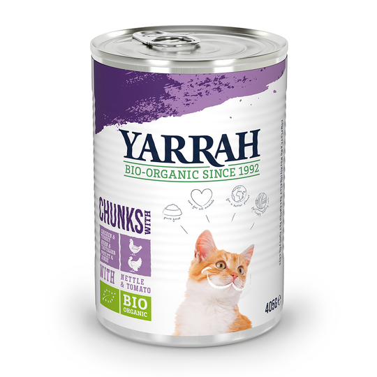 Yarrah Organic Chunks 6 x 405g - Organic Chicken & Organic Turkey with Organic Nettle & Organic Tomato