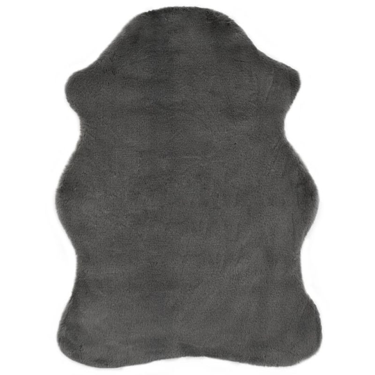 Rug 65x95 cm Faux Rabbit Fur Dark Grey VD25405 - Hommoo