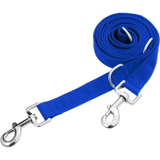 Perle Rare - Educational Leash for Dogs and Cats, 5 Adjustable Lengths from 1.1m to 2.15m, Double Leash for 2 Dogs, Sturdy Braided Dog Leash, Blue