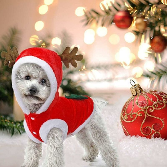 Christmas Clothes For Dog, Santa Claus Costume Cute Reindeer Dog Costume Cat Costume Warm Winter Coat For Pet thsinde
