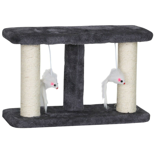 Cat Scratcher Play Stand Scraper Double Cat Scratching Pole Hanging Toy Mouse