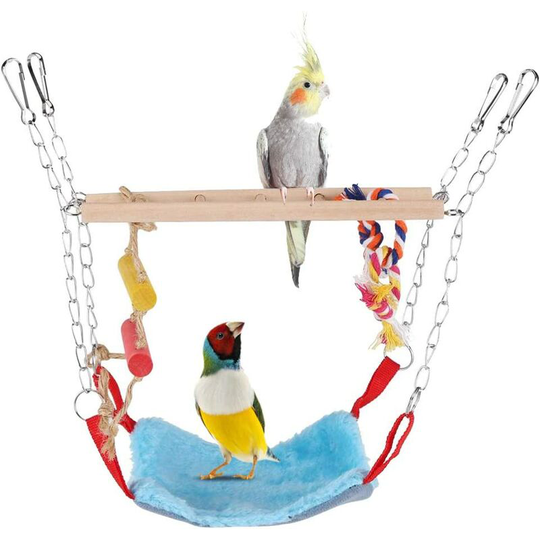 Benobby Kids - Parrot toy, Parrot perch Parrot Cage Parrot Games Parrot Climbing Toy Wooden ladder Hanging hammock decor for Small Animals Ferret