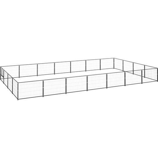 Dog Kennel Black 28 m² Steel Vidaxl Black