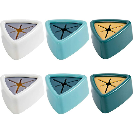 Monly - Tea Towel Holder, Anti-collision Premium Silicone Self Adhesive Towel Hooks Small Triangle Wall Mounted Towel Racks for Bathroom Set of 6