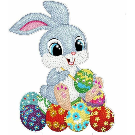 5D DIY Diamond Painting Easter Decoration Rabbit Easter Egg Pattern With Stand Wall and Entrance DecorOther Christmas Decoration