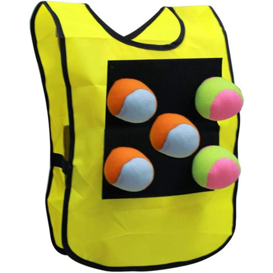 Betterlifegb - Dodgeball game Set, Velcro Dodgeball vest with 5 balls, outdoor throwing game for kids and adults, reaction balls, board game,