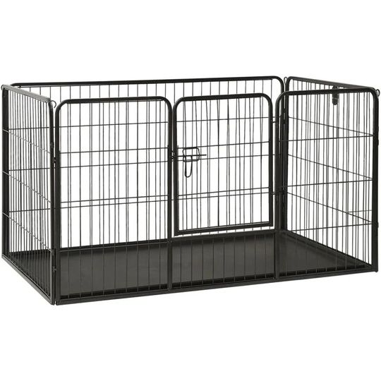Puppy Playpen Steel 123x77.5x74.5 cm Vidaxl Black