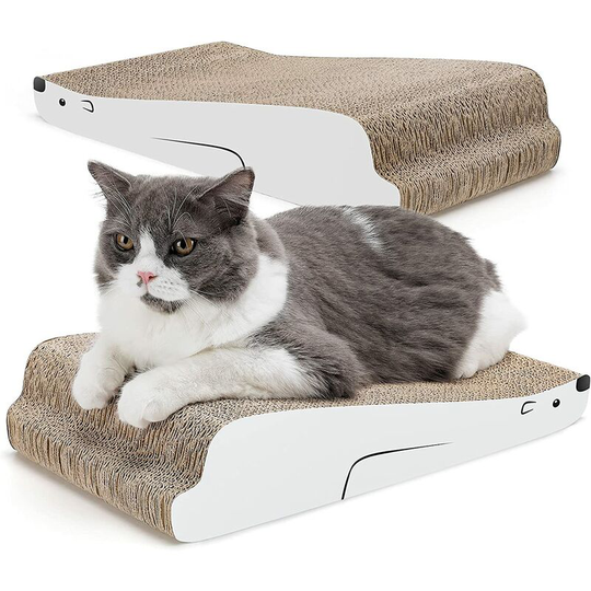 Scratching Board Cardboard 2-Pack Polar Bear Pattern Double Sided Scratching Boards, Cat Grinding Claws Kitten Scratching Lounge, Corrugated