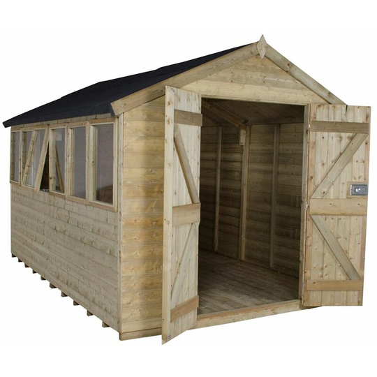 12ft x 8ft Pressure Treated Tongue And Groove Apex Shed (3.7m x 2.6m)