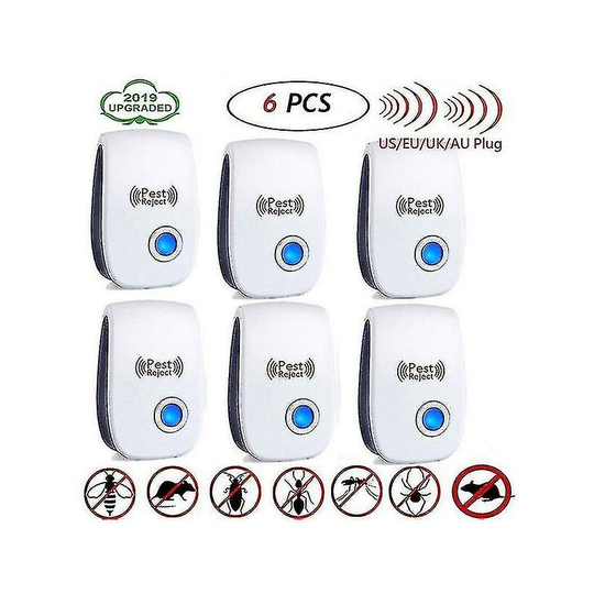 Joorrt - 6 Pack Ultrasonic Pest Repellent Mosquito Mice Rat Insect Cockroach Ant Spider Flea Killer (us/uk/eu/au Plug) fr