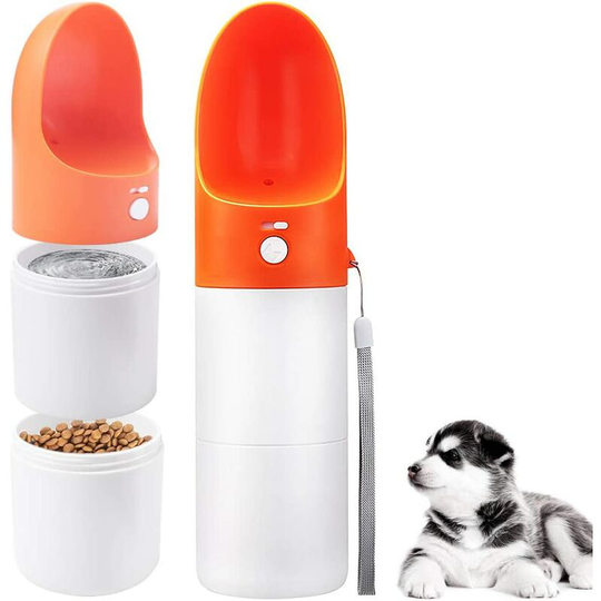 Bearsu - Dog Water Bottle, 2 in 1 Leak Proof Portable Travel Mug Water Bottle with Pet Bowl Dispenser Outdoor Hiking Travel 15oz