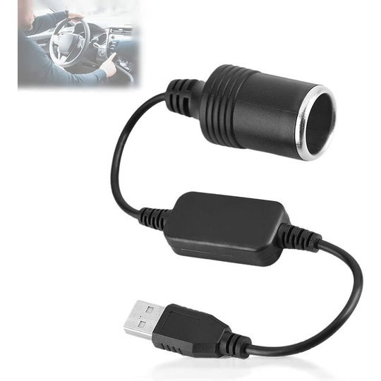 USB A Male to 12V Car Cigarette Lighter Socket Female Converter, USB Port Power Converter for GPS Dashcam
