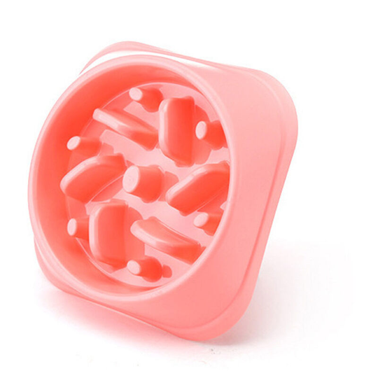 Slow Feeder Dog Bowl Slow Eating Dog Bowl Pet Puppy Fun Puzzle Feeder Non Skid Bloat Stop Feeding Bowl (Pink)