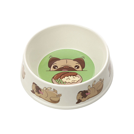 Bamboo Pet Bowl Mopps Pug Small BAMB108 - Puckator