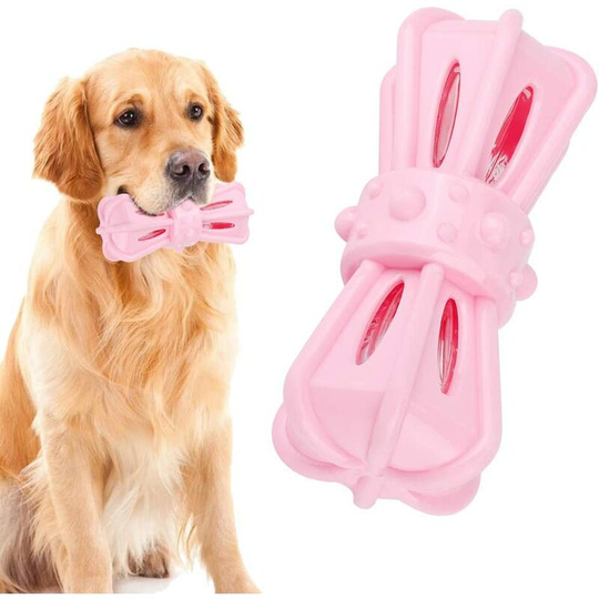 Dog Chew Toy Molars Teeth Cleaning Bite Teeth Interactive Training Toy for Pet Dog Puppy (Pink)