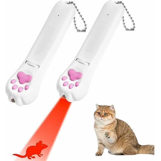 Interactive Cat Toys, Adjustable and Rechargeable Cats Chasing Toys, Cat Capturing Toys with 6 Patterns Cat Hunting Toys (2PCS, Red)